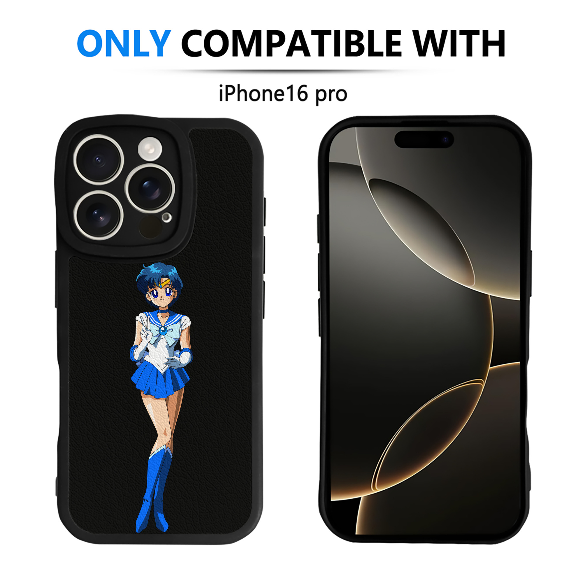 （画像用） 美少女戦士セーラームーン 水野 亜美 みずの あみ Sailor Moon Mizuno Ami 【iPhone 16シリーズ対応】シリコンスマホケース（レザー調） 材質：シリコン